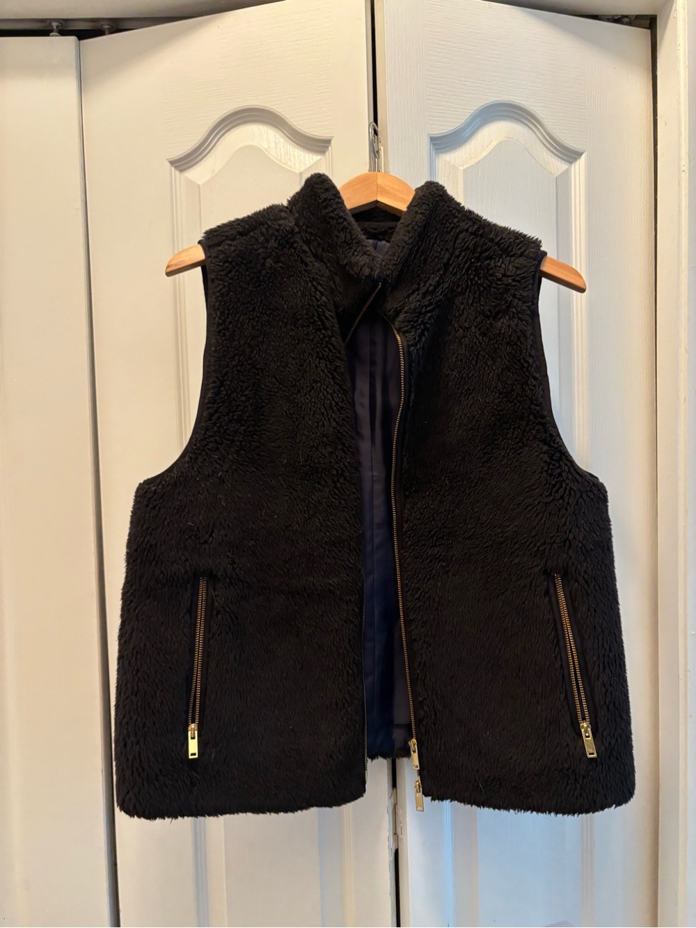J. Crew Black Sherpa Fleece Vest